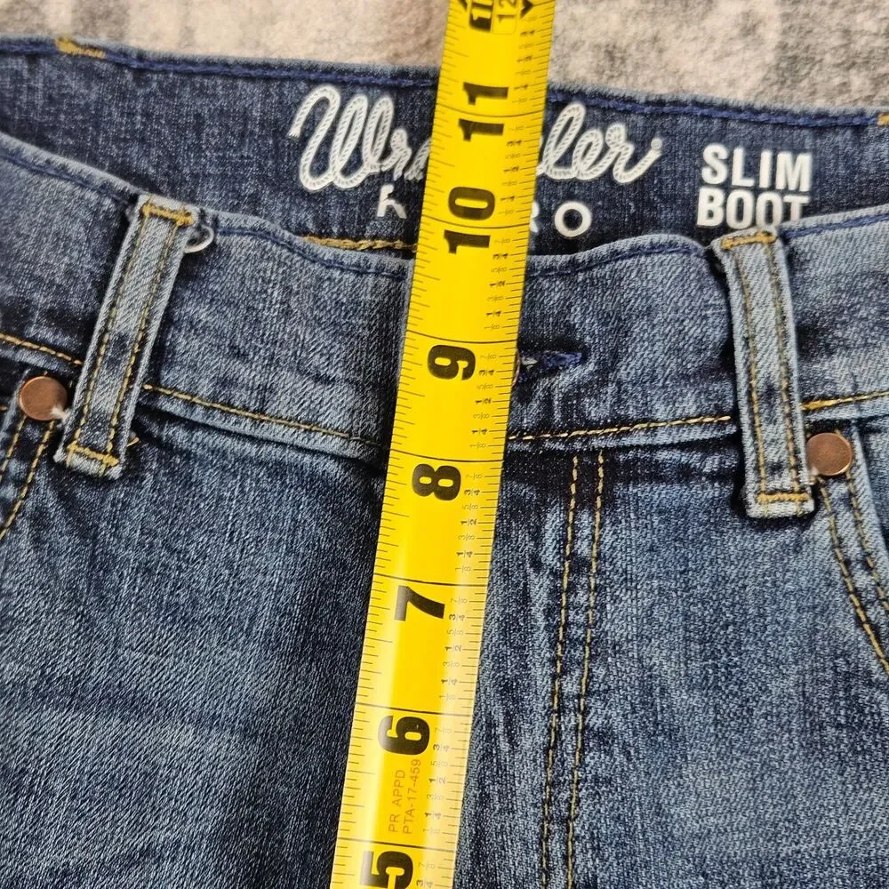 Wrangler Jeans Men 29x30 Blue Retro Bootcut Western Denim Pants Slim Cowboy